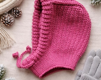 Crochet Hood Pattern PDF, Easy Balaclava with Ties, Chunky Hooded Hat Crochet Pattern, Beginner Winter Hood Tutorial