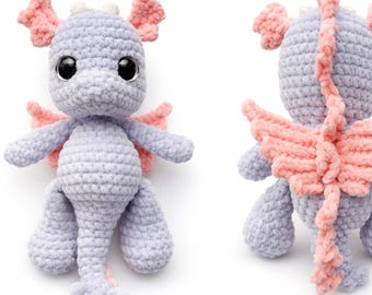 Crochet Dragon Amigurumi Pattern PDF, No Sew Plush Dragon Toy, Baby Dragon Crochet Pattern, Fantasy Amigurumi Tutorial
