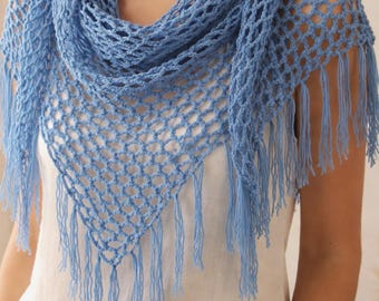 Crochet Shawl Pattern | Boho Triangle Shawl | Lightweight Summer Wrap | Fringe Shawl Crochet Pattern | Beginner Crochet PDF