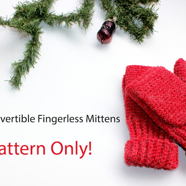 Easy Fingerless Mittens with Flaps. Adult and Child Sizes. PDF Pattern Only. Crochet Convertible Mittens, Fingerless Gloves,Instant Download
