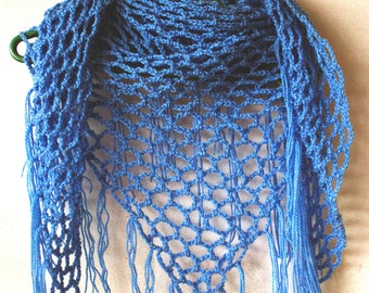 Crochet Triangle Fringe Scarf , Crochet Pattern, Crochet Mesh Scarf, Crochet Triangle Shawl, Crochet Shawl Pattern, Crochet Scarf Pattern