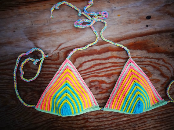 Crochet Bikini Top Pattern Crochet Rainbow Bikini Top - Etsy