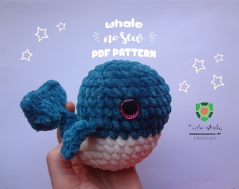 Crochet No-Sew Whale PATTERN, Crochet Whale Amigurumi, Easy Beginner Friendly pattern, Crochet Whale Toy, No-Sew Crochet Pattern