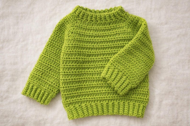 Crochet Baby Sweater Pattern PDF | Easy Beginner Pullover 0–6 Months | Raglan Crochet Baby Top | Instant Download image 1
