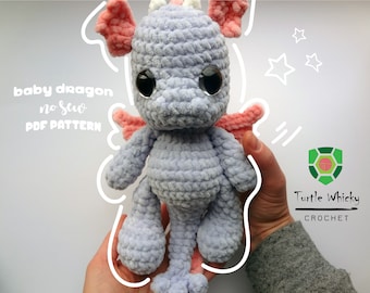 Crochet Baby Dragon No Sew Pattern, Plushie Amigurumi PDF Instant Download, Serenita the dragon no sew Tutorial