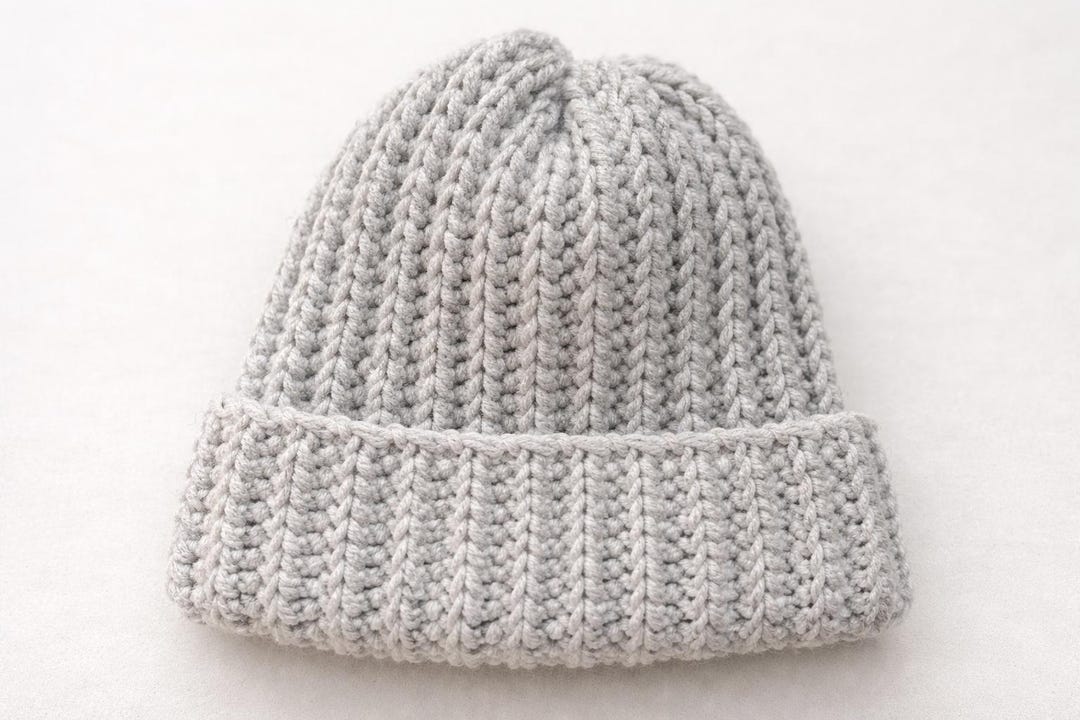 Ribbed Crochet Hat Pattern PDF, Bulky Knit Look Beanie, Easy Crochet ...
