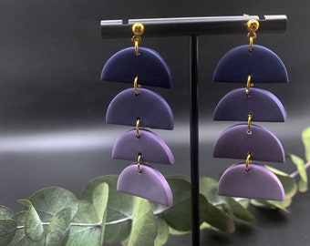 4 segment earrings "Lena" in shades of blue and lavender