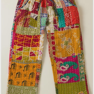 Hergebruikte Sari Kantha Broek - Patchwork