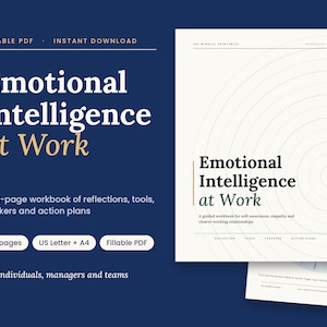 Emotional Intelligence at Work Workbook Printable PDF, Self Awareness Journal, Manager Guide, Burnout Check, Fillable, Letter & A4