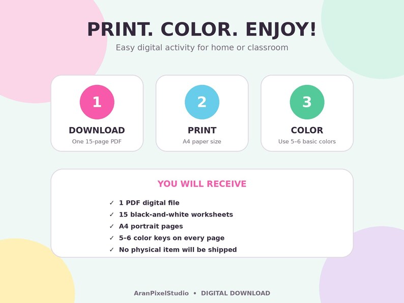 Preschool Color by Number Worksheets, Animals Food Activity ...