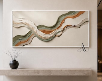 Organic Abstract Wall Art, Textured Neutral Canvas Painting, Contemporary Living Room Statement Decor