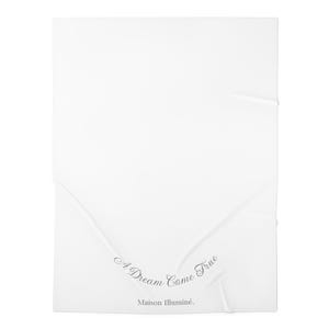 Maison Illuminé | A Dream Come True Baby Swaddle Blanket | White, Script Text