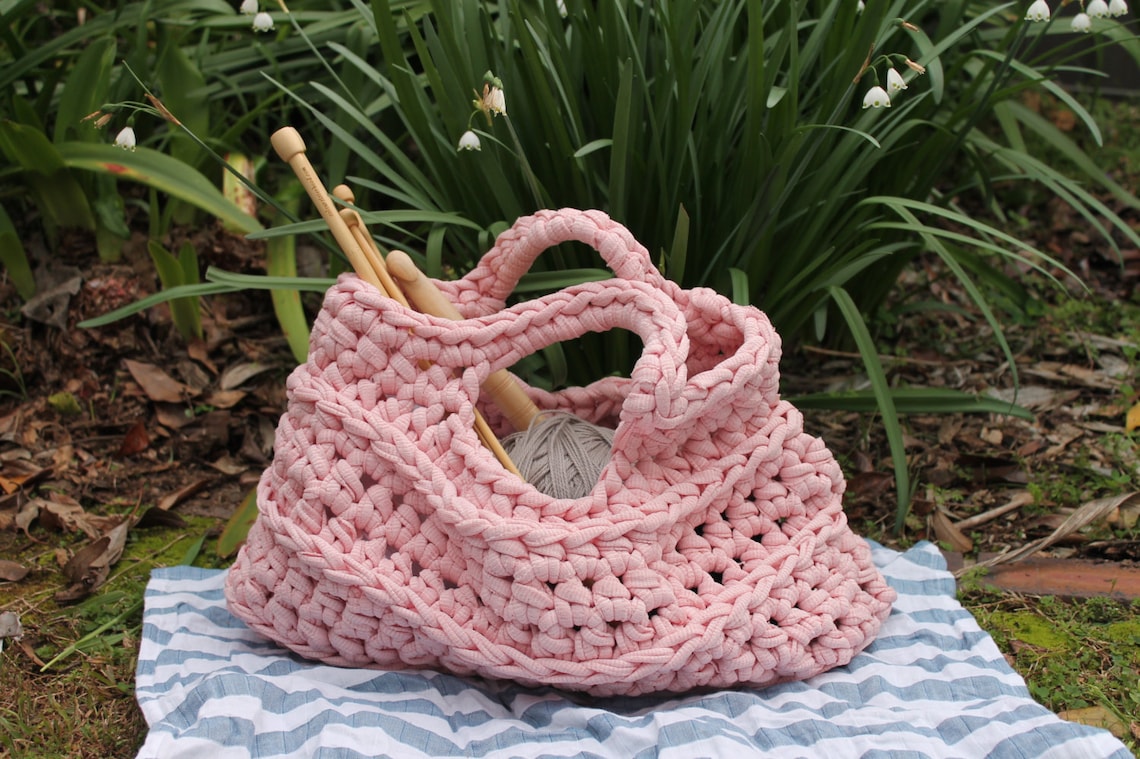 Pattern crochet tshirt yarn bag crocheted market bag Etsy