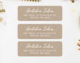 Tan Kraft Return Address Labels: Custom Personalized Stickers - Gretchen