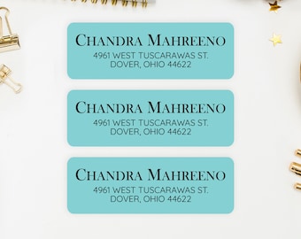 Blue Turquoise Teal Return Address Labels: Custom Address Stickers - Chandra