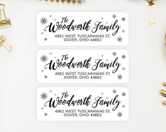 Classic Winter Snowflake Return Address Labels, Personalized Stickers - Renee