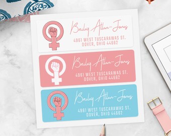 Feminist Return Address Labels: Women's Rights, Girl Power - Bailey