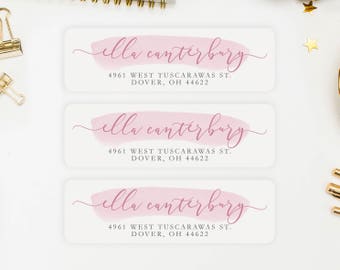 Address Labels / Watercolor Brush Stroke Return Address Labels / Custom Address Labels / Address Sticker / Address Label Sticker / Ella