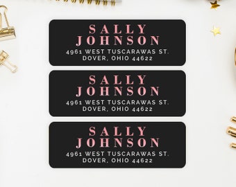 Address Labels / Black Pink Personalized Return Address Labels / Custom Address Labels / Address Sticker / Address Label Sticker / The Sally