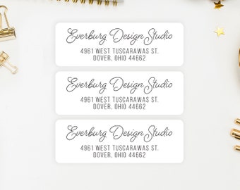 Personalized Return Address Labels, Classic Black and White Stickers - Kiki
