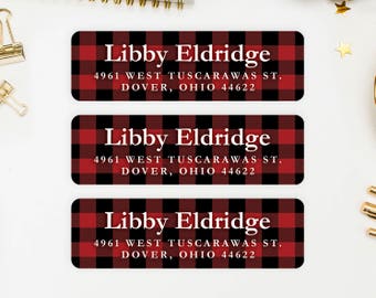 Address Labels / Buffalo Check, Christmas Card/ Buffalo Plaid Return Address Labels / Custom Address Labels / Address Label Sticker / Libby