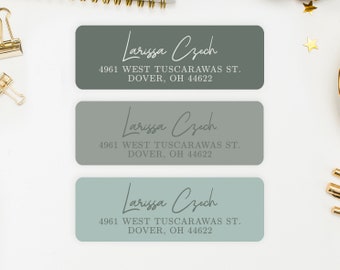 Sage Green Personalized Return Address Labels, Custom Stickers - Larissa
