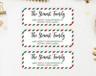Address Labels / Red and Green Christmas Truck Return Address Labels / Christmas, Rustic Return Labels / Address Label Sticker / The Jill