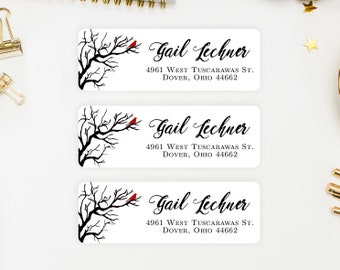 Modern Winter Bird Return Address Labels - Personalized Address Label Stickers - Gail