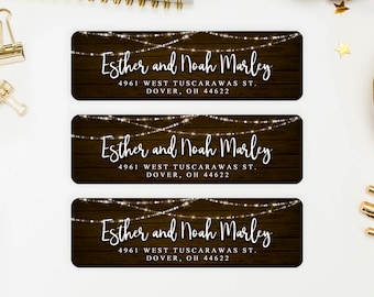 Address Labels / Rustic Wood Lights Return Address Labels / Custom Address Labels / Wedding Address Sticker / Address Label Sticker / Esther