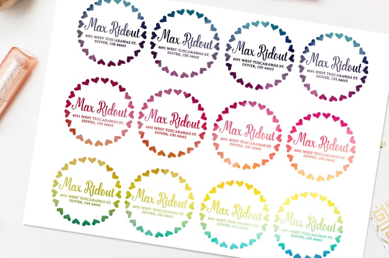 Address Labels Rainbow Foil Round Return Address Labels Custom Address Labels Address Sticker Address Label Sticker Max Foil