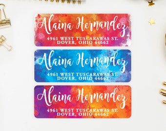 Watercolor Splash Address Labels, Custom Return Address Stickers - Alaina