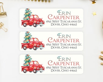 Address Labels / Christmas Truck, Winter Return Address Labels / Custom Address Labels / Address Sticker / Address Label Sticker / The Erin