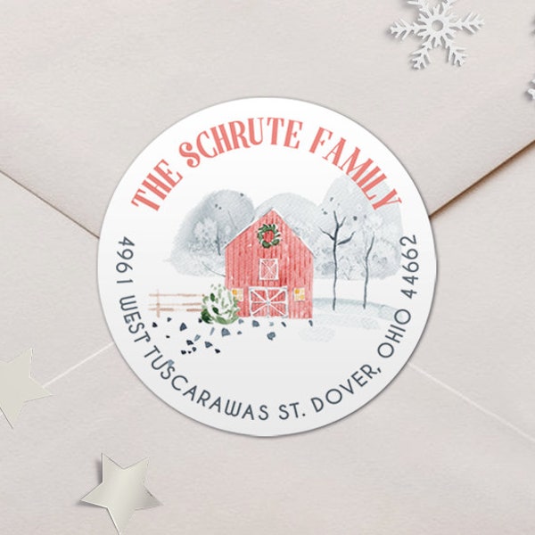 Address Labels / Cottagecore Christmas Round Return Address Labels / Cottage Core Winter Address Labels / Address Label Sticker / The Dawn