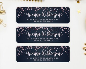 Address Labels / Navy and Blush Return Address Labels / Custom Address Labels / Wedding Address Sticker / Address Label Sticker / Arianna