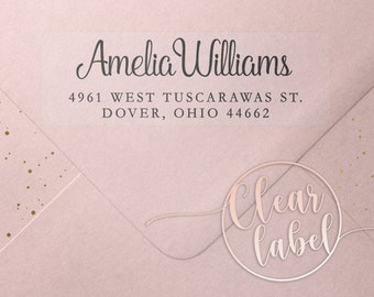 Address Labels / Clear Personalized Return Address Labels / Custom Address Labels / Address Sticker / Address Label Sticker / Amelia Clear