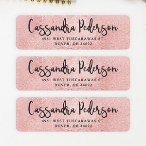 Adressetiketten in zartem Rosa, personalisierte Rücksendeetiketten – Cassandra