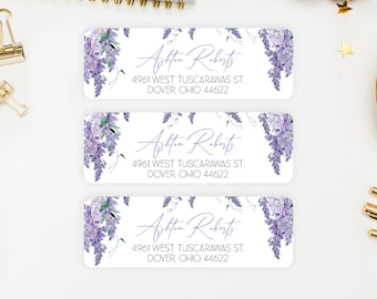 Wisteria Return Address Labels, Personalized Floral Stickers - Ashton
