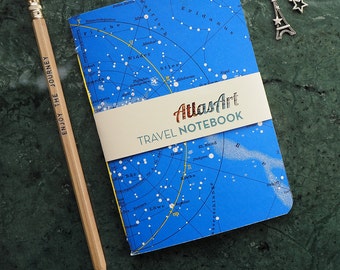 Travel Notebook, starry night, nothern hemisphere, 4x5,8 inch, 40p.