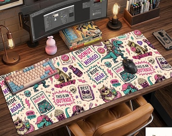 Princess Donut & Mongo Desk Mat, Dungeon Crawler Carl Mouse Pad, This Is An Outrage Gaming Desk Mat, Gamer Gift