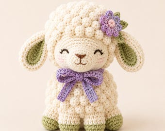 Lamb Crochet Pattern PDF | Lavender Meadow Amigurumi Sheep | Beginner Low-Sew Cottagecore Toy