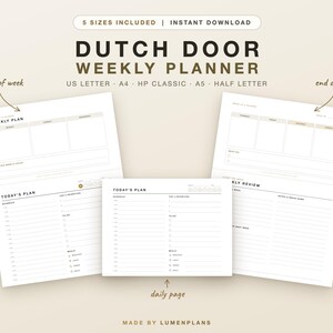 Dutch Door Weekly Planner Inserts, Undated Daily Pages (5 Sizes: Happy Classic, Half Letter)