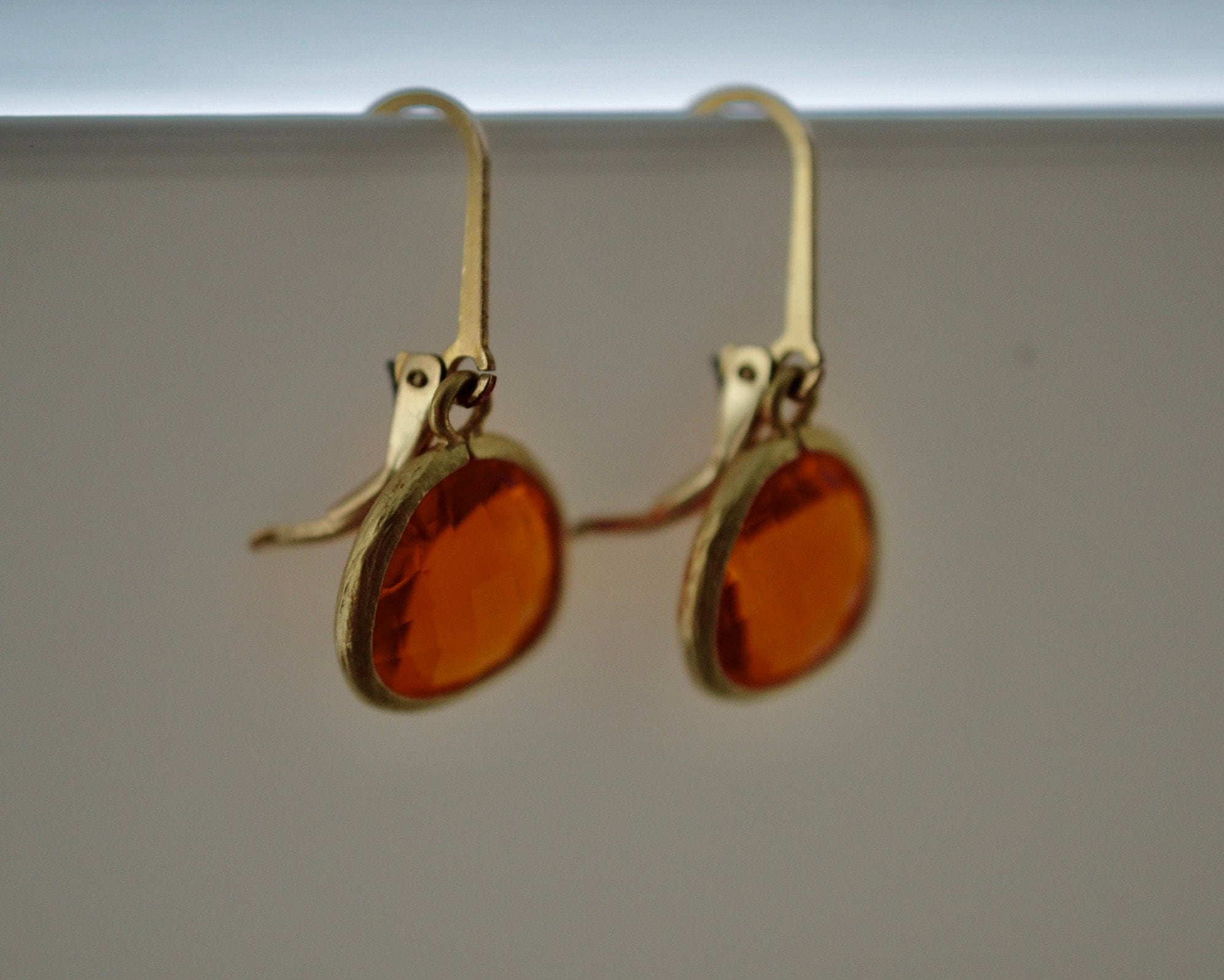 Golden Honey Glass Teardrop Earrings • Gold Filled Lever Backs - Etsy