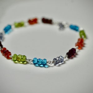 Rainbow Gemstone Bracelet in Sterling Silver, Multi Color Bracelet