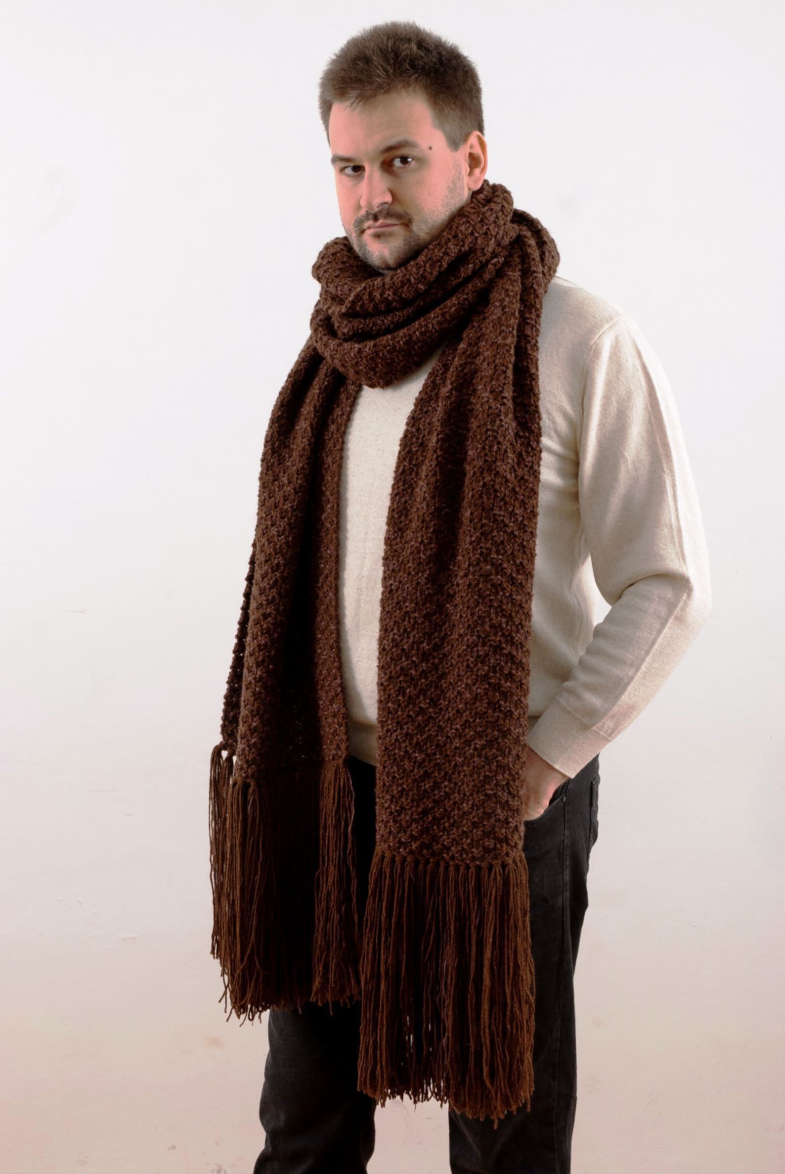 Huge Extra Soft Handmade Mens Scarf. Winter Man Extra Long Etsy