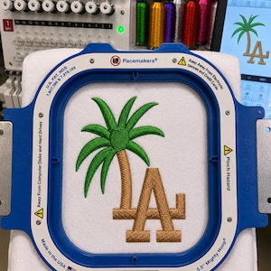 LA Palm Tree Embroidery Design PES DST, Los Angeles Monogram, California Streetwear Pattern