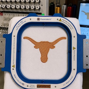 Ricamo Texas Longhorn, modello PES DST, testa di toro western, corna di manzo, motivo per abbigliamento sportivo