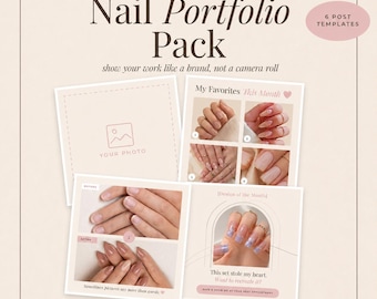 Nail Portfolio Instagram Templates, Before After Nail Posts, Canva Reveal Templates, Nail Art Showcase, DE EN RU, Nageldesign Vorlagen