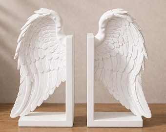 3D boekensteunen met engelenvleugels – Gotische en hemelse bibliotheekdecoratie – Originele PLA boekensteun – Uniek gepersonaliseerd cadeau