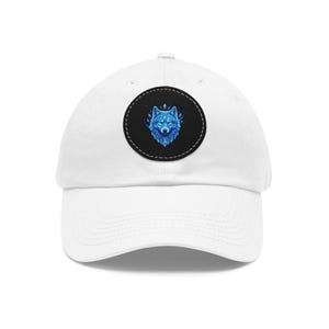 Parche de lobo azul neón para gorra de papá / Parche redondo de cuero