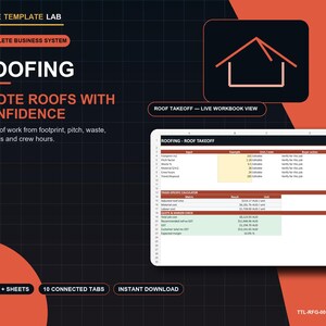 Roofing Spreadsheet | Roof Takeoff Quote, Job Costing & Profit System | Excel + Google Sheets